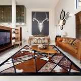 YHMO设计师 牛皮地毯现代新古典客厅沙发茶几卧室床边奢华马毛地
