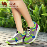 camel骆驼女鞋 2015春季新款网面鞋 反绒牛皮系带圆头运动休闲鞋