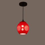 喜泰中国红灯笼阳台过道玄关吊灯门厅走道灯中式陶瓷小吊灯