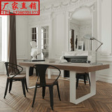 欧式实木办公桌复古餐桌书桌写字台会议桌铁艺办公家具休闲桌椅