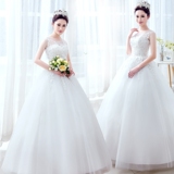 婚纱礼服新娘2016新款齐地韩式孕妇结婚简约婚礼公主一字肩奢华裙