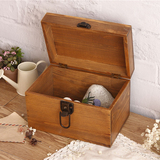 首饰收纳盒带锁储物做旧木盒子实木zakka复古桌面秘密日记箱子