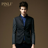 PINLI品立英绅  秋冬新款时尚男装 休闲西服拼色立领西装外套7251