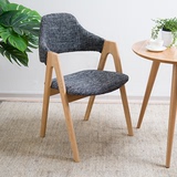 北欧布艺餐椅 实木 水曲柳餐厅咖啡椅 现代餐椅书椅 时尚简约