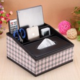 丽然创意皮革多功能餐巾抽纸盒 欧式桌面遥控器收纳盒 纸巾盒木质