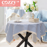 Cozzy蔲姿 茶几布欧式地中海布艺餐桌布圆桌台布棉麻桌垫2条装