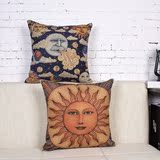 古埃及壁画抱枕 另类古典太阳神月亮神复古创意棉麻靠垫沙发腰枕