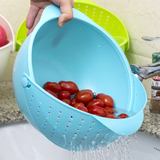 优质创意时尚加厚厨房沥水篮塑料双层大号带盖洗菜篮子沥水盆