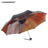 零时差创意油画伞手开雨伞折叠双层晴雨伞超强防晒紫外线黑胶