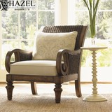榛香高端定制客厅家具美式欧式新古典椅子实木藤艺沙发椅LT226
