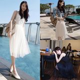 正品代购韩国SZ2015女夏韩版修身显瘦中长款波西米亚沙滩裙连衣裙