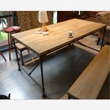 美式铁艺餐桌做旧咖啡桌椅酒吧桌实木会议办公桌工业水管桌书桌椅