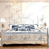 酒店公寓宾馆白色铁艺双人床1.5米铁床架包邮欧式金属钢管铁架床