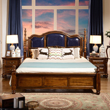 索格家具全实木黑胡桃木双人床婚床现代中式1.8米床美式床简约可