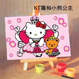 DIY数字油画 儿童客厅 儿童节礼物玩具 居家装饰画kt猫和小熊公主
