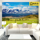 3d沙发背景壁纸壁画 客厅电视背景墙纸雪山草原风景画田园墙布