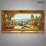 小乐熊 手绘欧式风景油画客厅古典横幅有框沙发背景装饰画