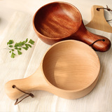 日式手把碗泡菜碗 个性创意 沙拉碗木碗 实木整木大碗餐具特价