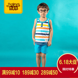 杰米熊男童套装2016夏装新款儿童宝宝休闲条纹无袖两件套韩版童装