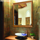 NOLSIA复古壁挂中式美式欧式全实木橡木色卫浴镜卫生间浴室镜子