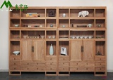 现代中式老榆木免漆书柜书架多宝阁博物架简易自由组合置物柜