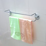 浴室吸盘毛巾架卫生间铁艺毛巾杆免打孔无痕2层真空吸力 全长56CM