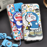 哆啦A梦iphone6plus手机壳5.5苹果5s硅胶带挂绳挂脖支架蓝胖子6s