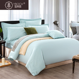 酒店床上用品四件套全棉夏简约纯色1.8m素色被单被套床单纯棉床品