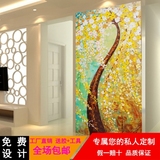 中式无缝走廊墙纸装饰画客厅玄关过道壁画抽象发财树竖版欧式壁纸