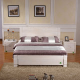 特价 全实木床橡木床水曲柳白色床1.8 1.5米高箱床开放漆床韩式床
