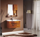 圆弧形橡木浴室柜陶瓷洗脸盆组合欧式仿古实木卫生间卫浴柜