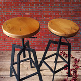 实木吧台椅酒吧凳铁艺高脚可升降圆凳吧凳创意阳台咖啡休闲吧椅子