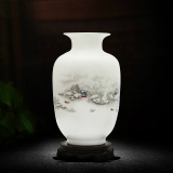 景德镇陶瓷花瓶雪景冬瓜小瓶插花器现代客厅工艺品瓷器摆件aj137