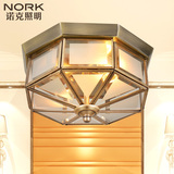 诺克灯具灯饰 欧式玻璃灯罩全铜吸顶灯走廊过道灯阳台灯SY10422