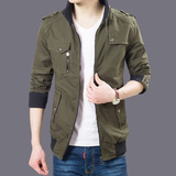 2016男装男士商务韩版夹克衫薄外套修身款青年欧劲霸潮流纯色上衣