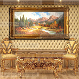 纯手绘油画现代欧式客厅大厅山水风景有框油画福禄聚宝盆幸福家园