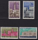 法国 邮票1958年 二战 重建破坏城市 建筑 风光 雕刻版 4全 全品