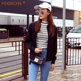 FOXDEGYEE/狐度欧美新款品牌飞行员复古棒球服夹克短外套女装立领