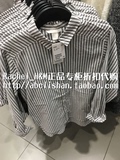 H&M HM女装专柜正品折扣代购 1月 前短后长灰色竖条纹长袖衬衫