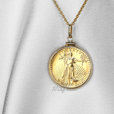 Ning Jewellery 1/2盎司22K黄金自由女神金币18K镶嵌大吊坠1986年
