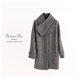 韩国品牌原单新款家圆领围巾款小廓形双面手缝大衣外套