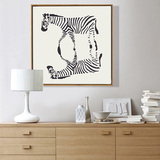 现代简约创意抽象斑马装饰画客厅卧室有框挂画沙发动物背景墙壁画