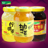 韩国KJ  蜂蜜柠檬茶+蜂蜜柚子茶+红枣茶 3瓶组合萌装 果酱茶饮