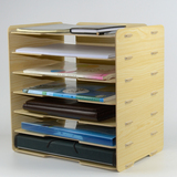 木制A4文件箱书桌面木质书架资料书本架收纳盒多功能办公室整理架