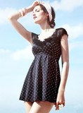 双12现货专柜正品安莉芳粉红优雅波点系列分体裙式泳衣ES0626