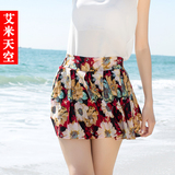 2015新 时尚韩版休闲雪纺印花短裤热裤 海边度假波西米亚沙滩裙裤