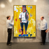 美国表现主义艺术家Basquiat抽象人物现代涂鸦大尺寸超大幅装饰画