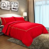 全棉婚庆红色中国风特色床上用品纯色床单式合格品斜纹四件套824