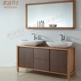 新款简约现代落地浴室柜组合双盆台上盆卫浴柜特价木质浴室柜组合