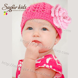婴儿毛线帽女可爱 3-6个月-12个月0-1岁-2岁宝宝帽子秋冬套头帽